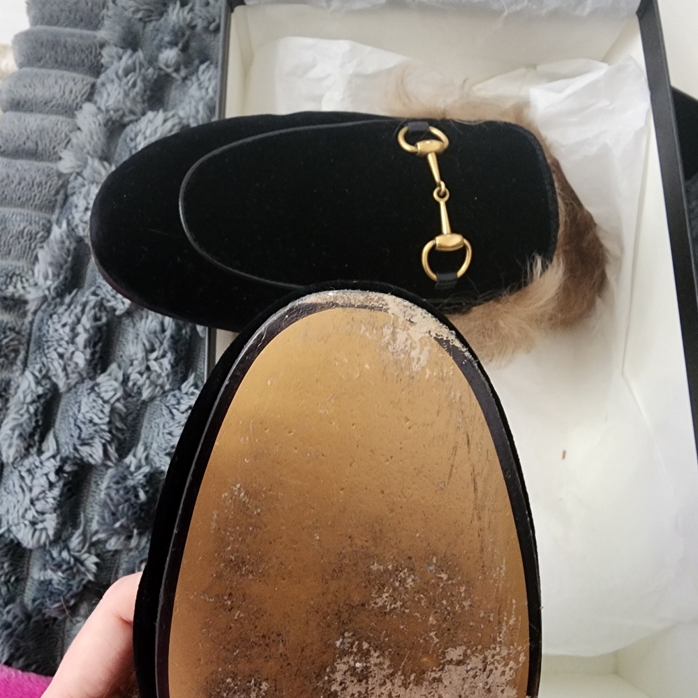 Gucci Black Velvet Fur Lined Loafers❤️ - Picture 13 of 16